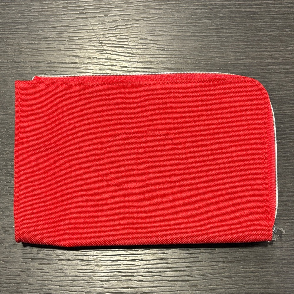 DIOR Zipper Cosmetic Embossed‎ CD Bright Red Fabric Travel Bag